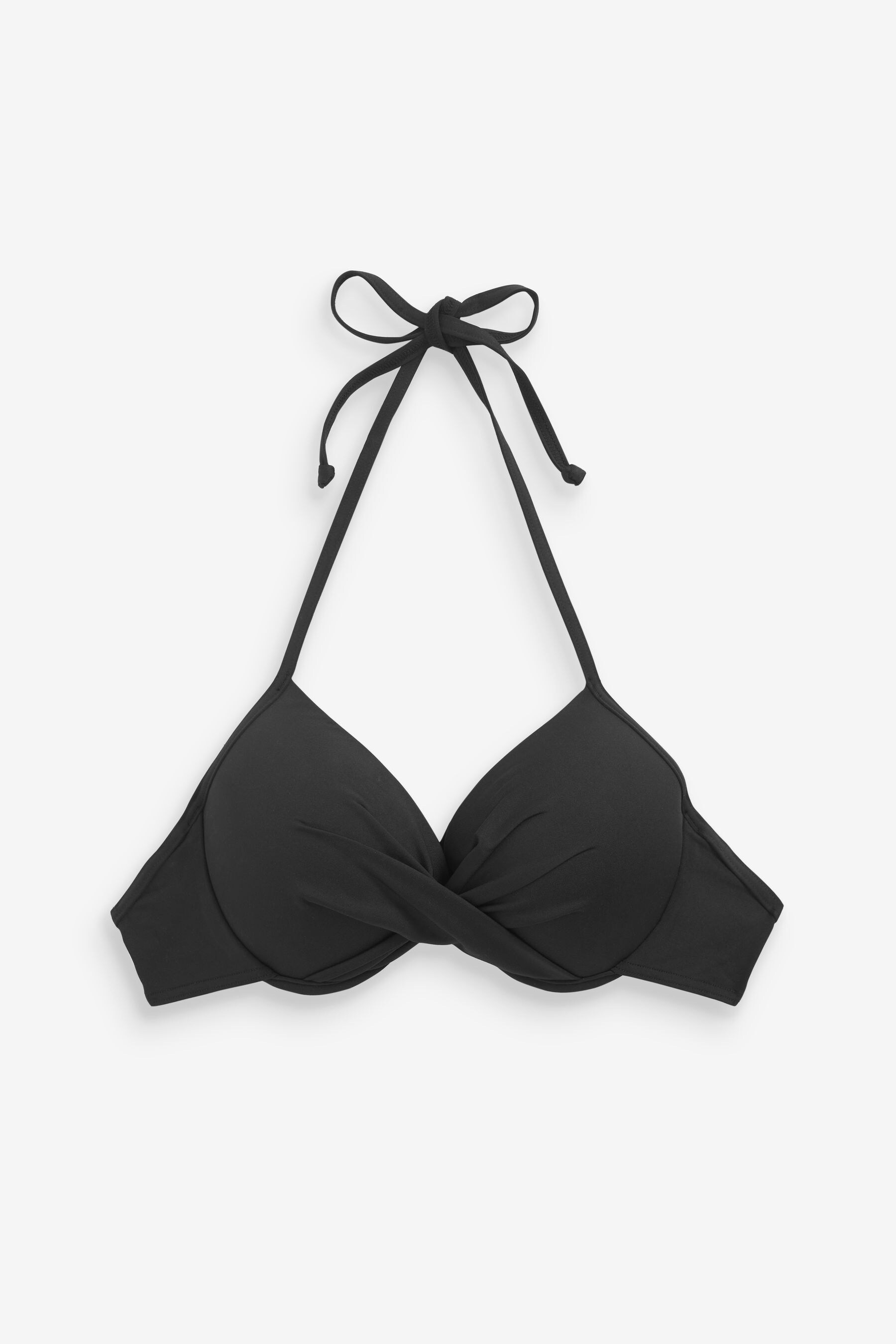 Black Padded Wired Plunge Bikini Top