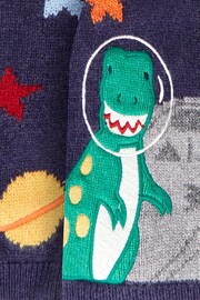 JoJo Maman Bébé Navy Blue Space Dino Appliqué Scene Jumper - Image 3 of 3