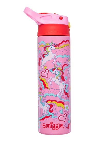 Smiggle Pink Wild Side Insulated Stainless Steel Flip Drink Bottle 520Ml