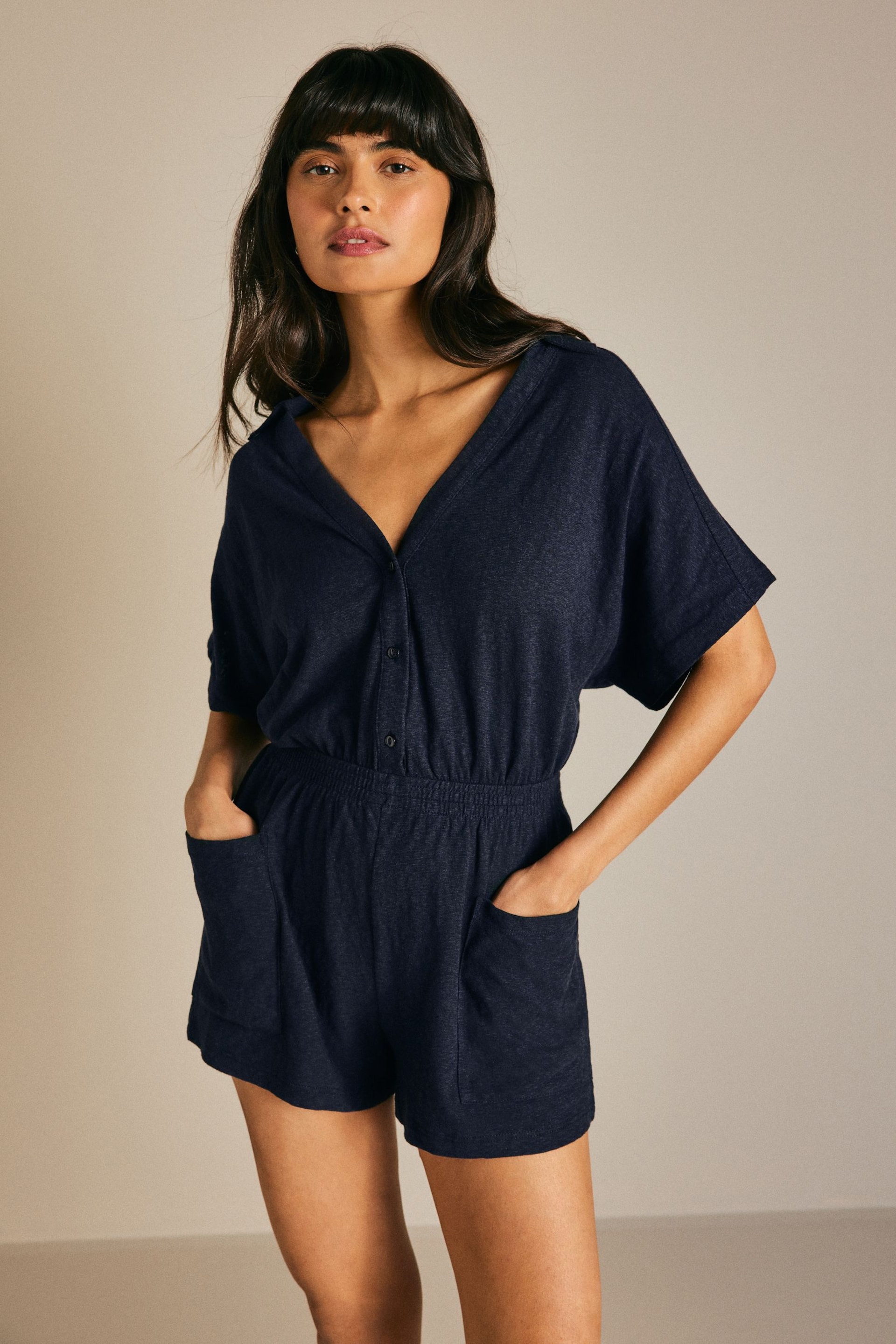 Navy Blue Summer Playsuit - Image 1 of 7