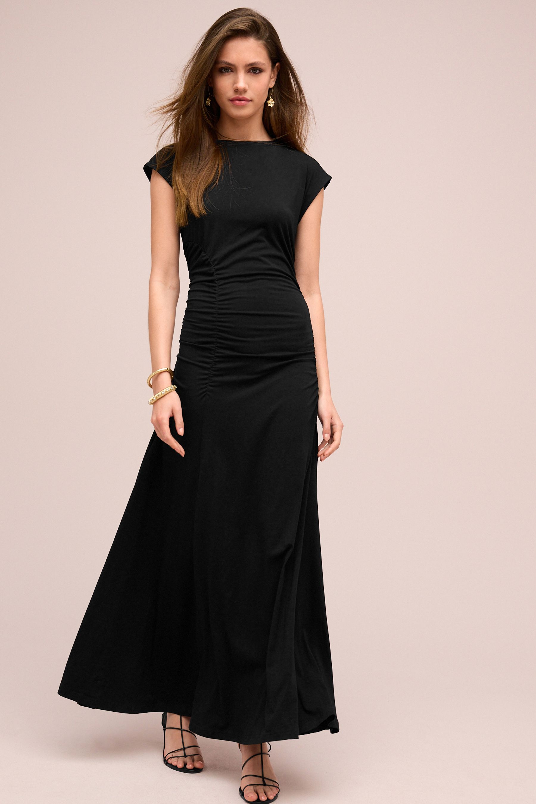 Black a line dress with sleeves 2025