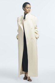 Reiss Cream Taylor Oversized Wool Double Breasted Long Coat - Image 1 of 6