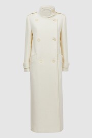 Reiss Cream Taylor Oversized Wool Double Breasted Long Coat - Image 3 of 6