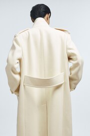 Reiss Cream Taylor Oversized Wool Double Breasted Long Coat - Image 5 of 6