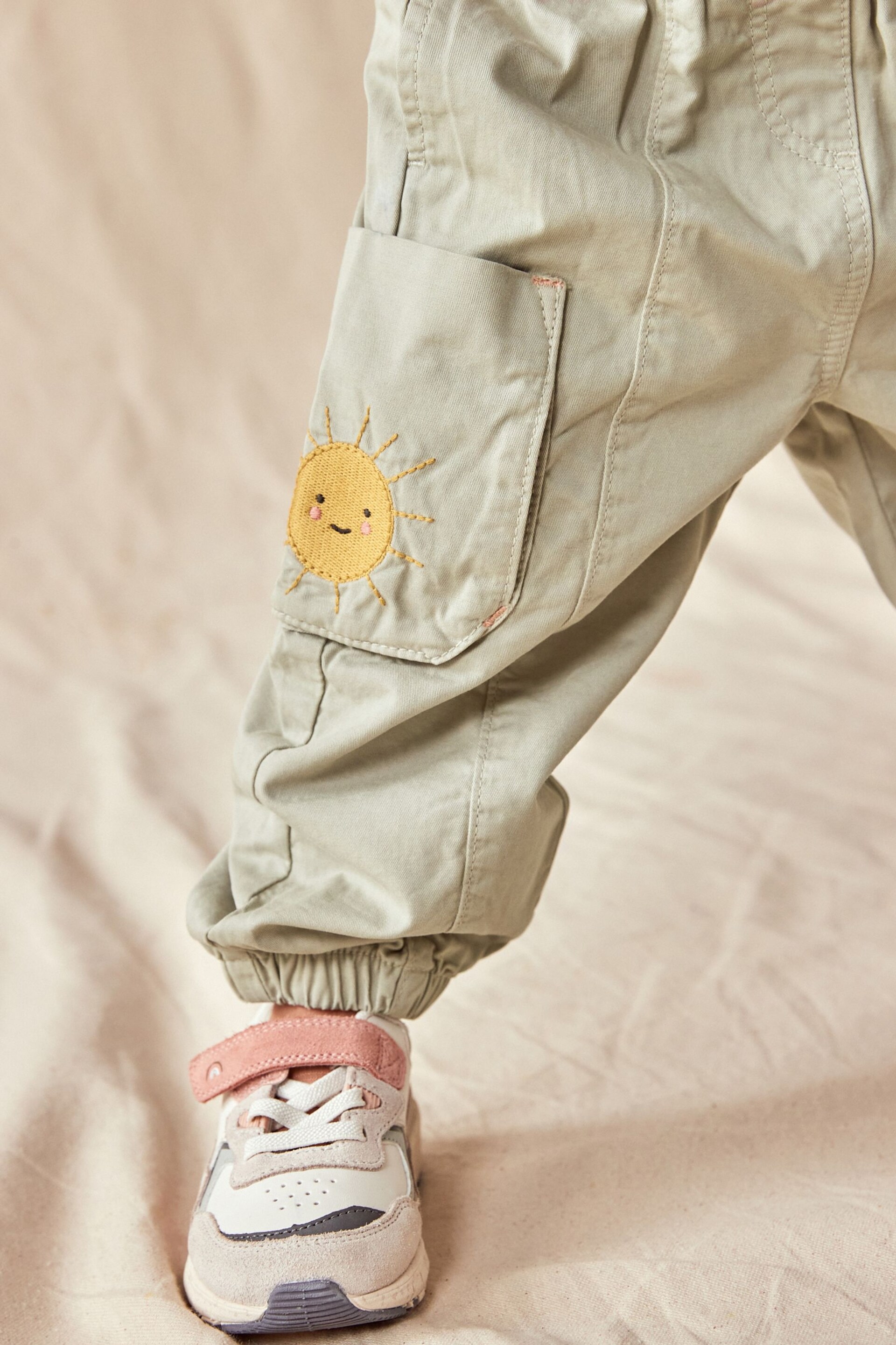 Sage Green Embroidered Cargo Trousers (3mths-7yrs) - Image 5 of 8