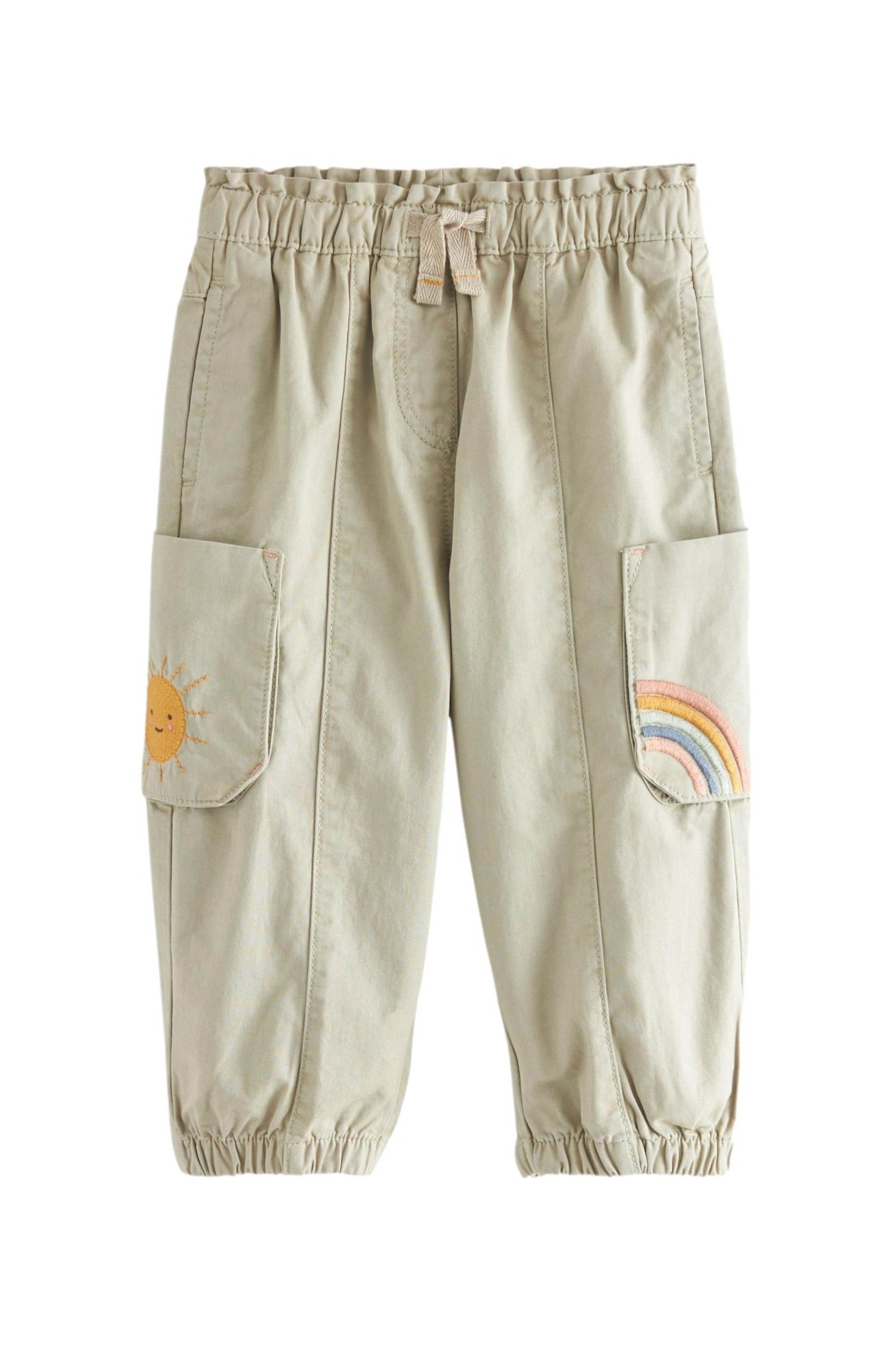 Sage Green Embroidered Cargo Trousers (3mths-7yrs) - Image 6 of 8