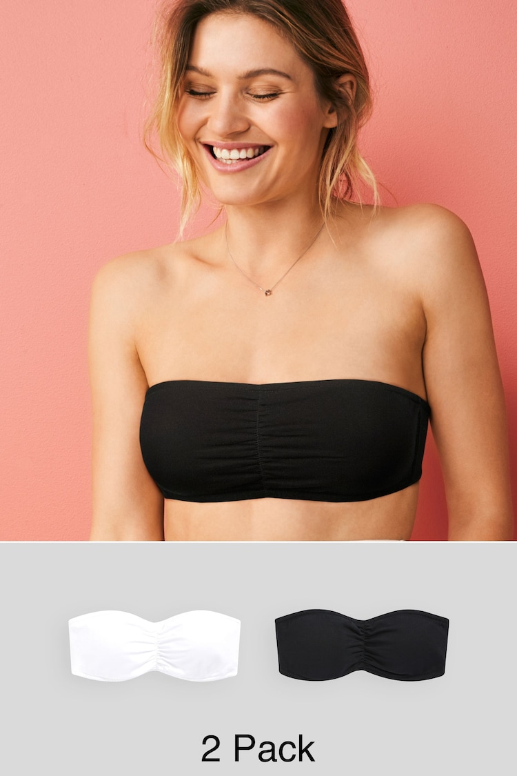 Cotton Rich Bandeau Bras 2 Pack - Image 1 of 11