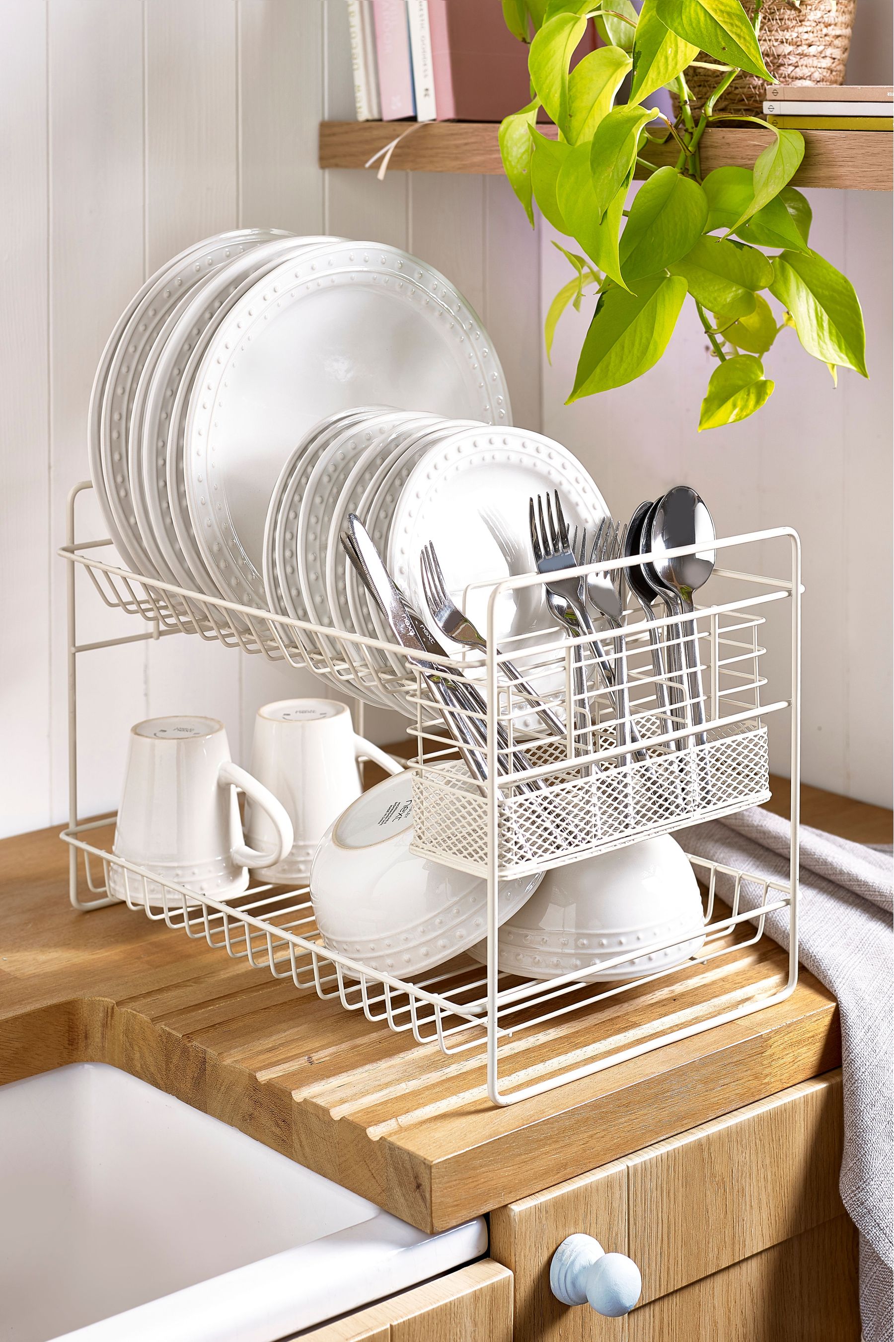 Buy Cream 2 Tier Dish Drainer and Cutlery Holder from Next Ireland