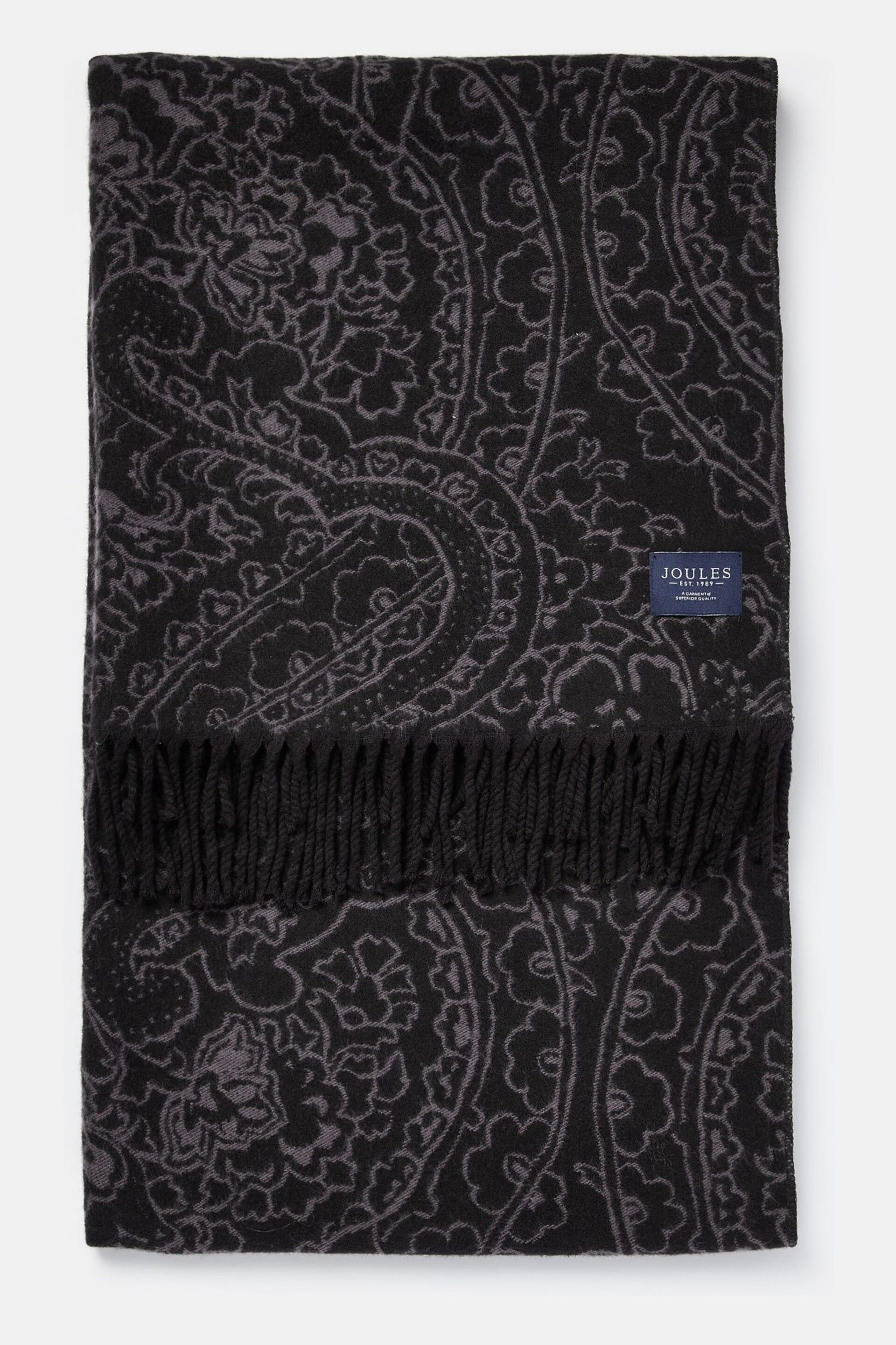 Joules Elissa Black Paisley Jaquard Scarf - Image 4 of 5