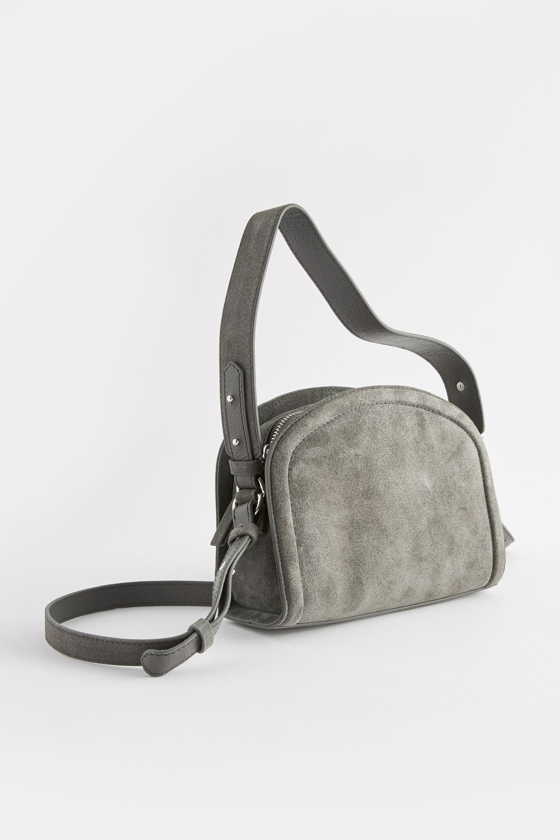 Grey suede crossbody bag outlet