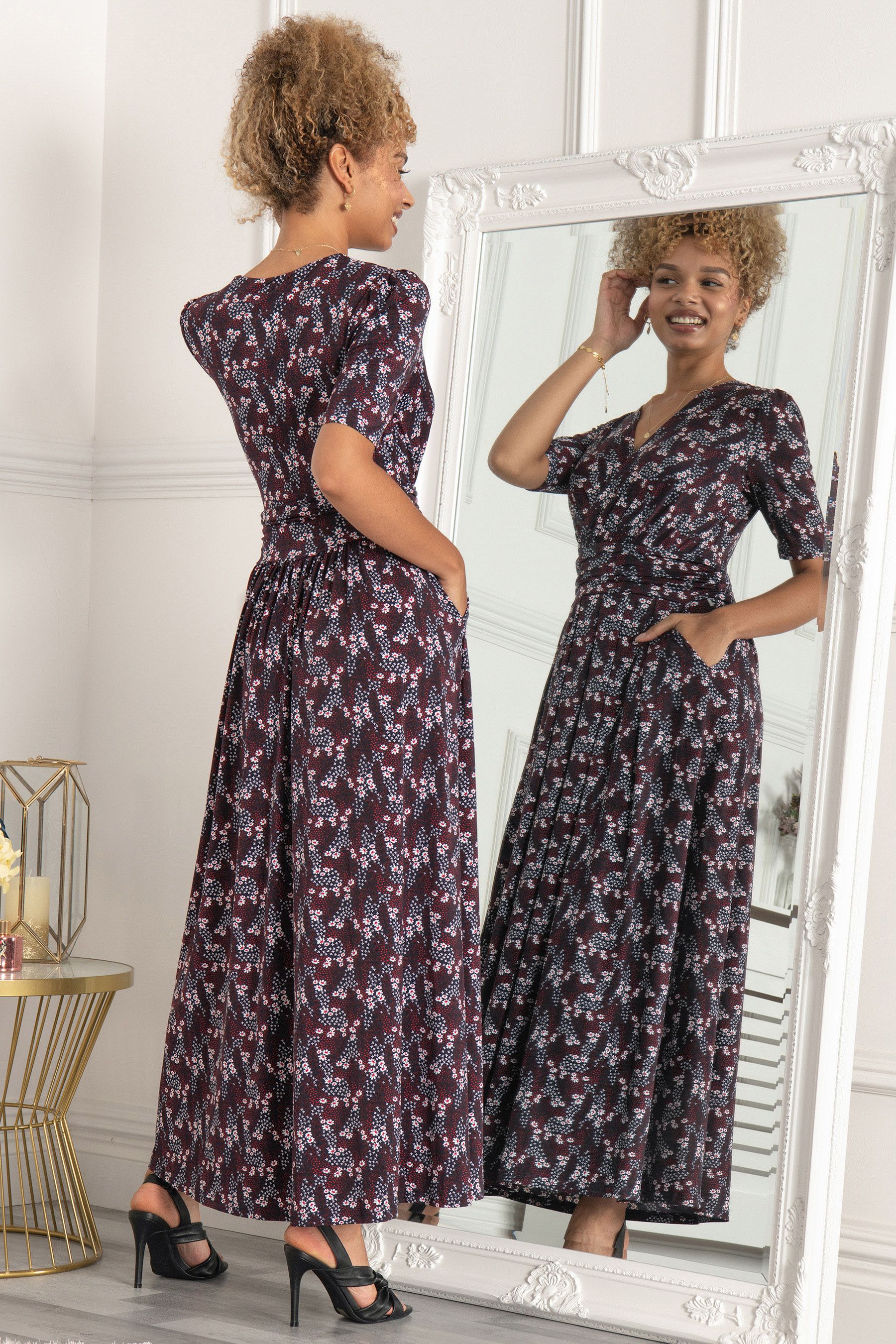 Half sleeve long dress top