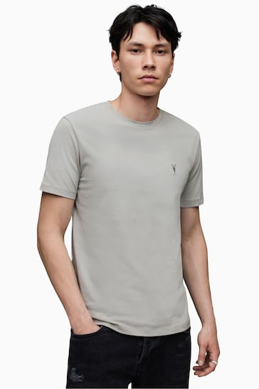 AllSaints Grey Chrome Brace Short-Sleeve Crew T-Shirt