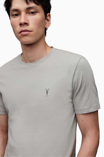 AllSaints Grey Chrome Brace Short-Sleeve Crew T-Shirt