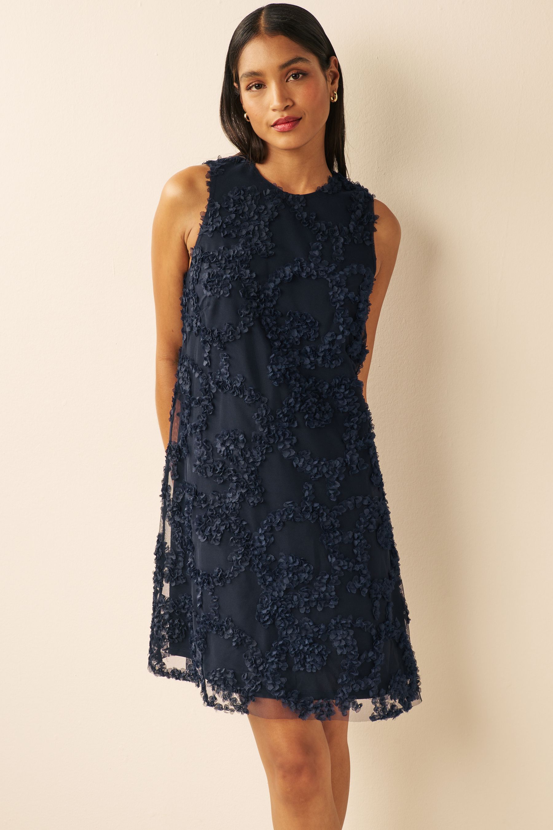 Buy Navy 3D Embellished Shift Dress from Next Luxembourg
