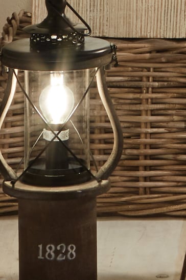 Pacific Grey Gibson Antique Wood Lantern Table Lamp