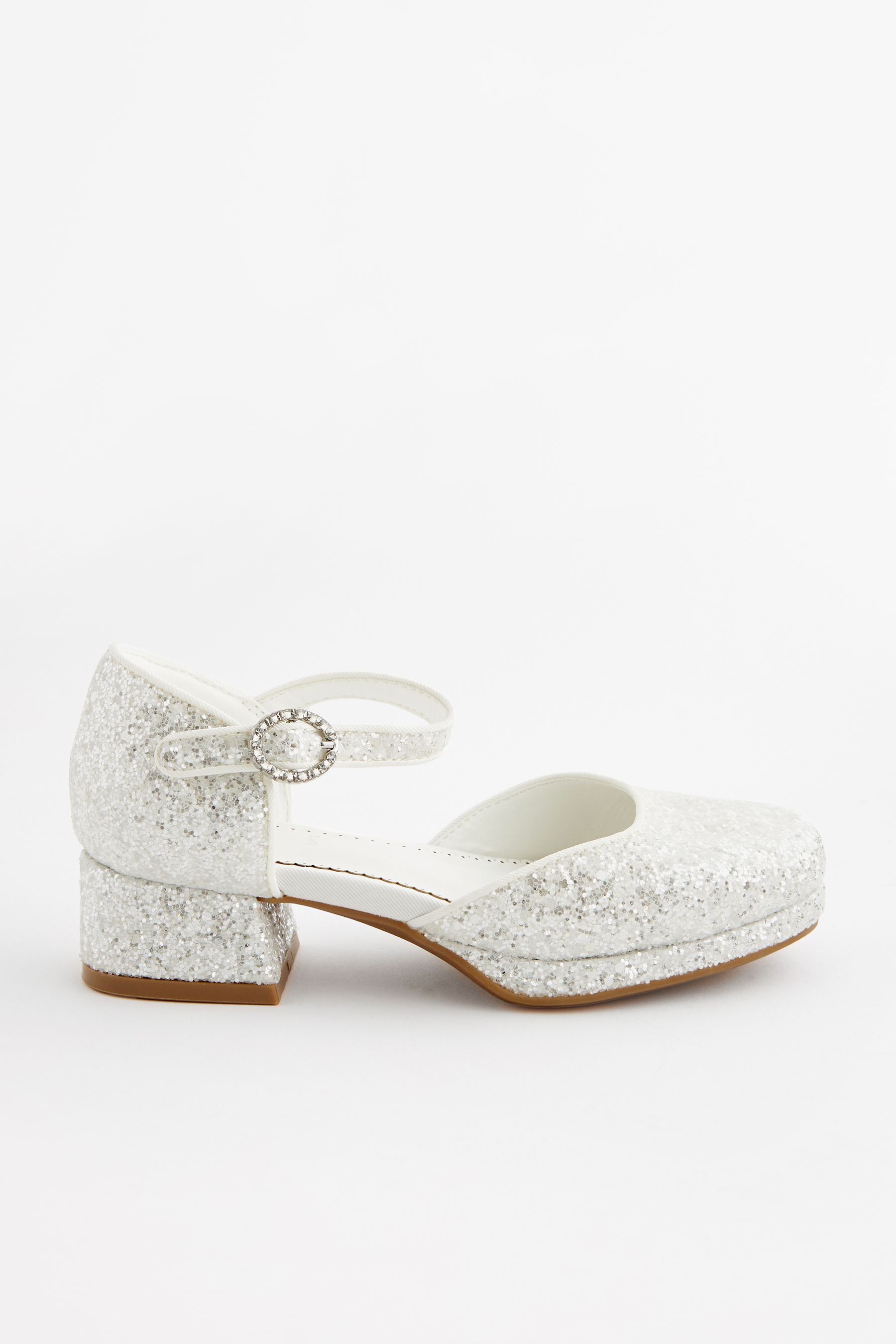 White glitter platform heels outlet