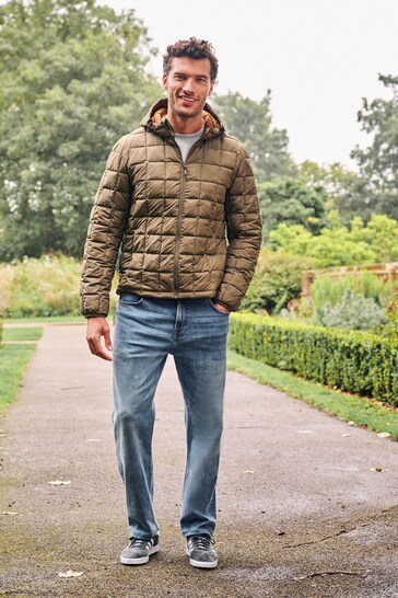 Stone Neutral Shower Resistant Lightweight Square Quilted Jacket