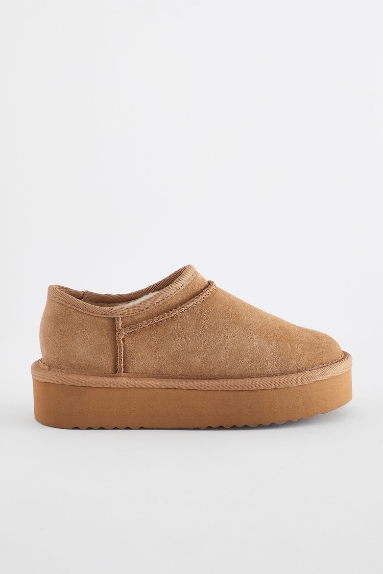 Tan Brown Suede Flatform Shoot Shoes - Image 2 of 5