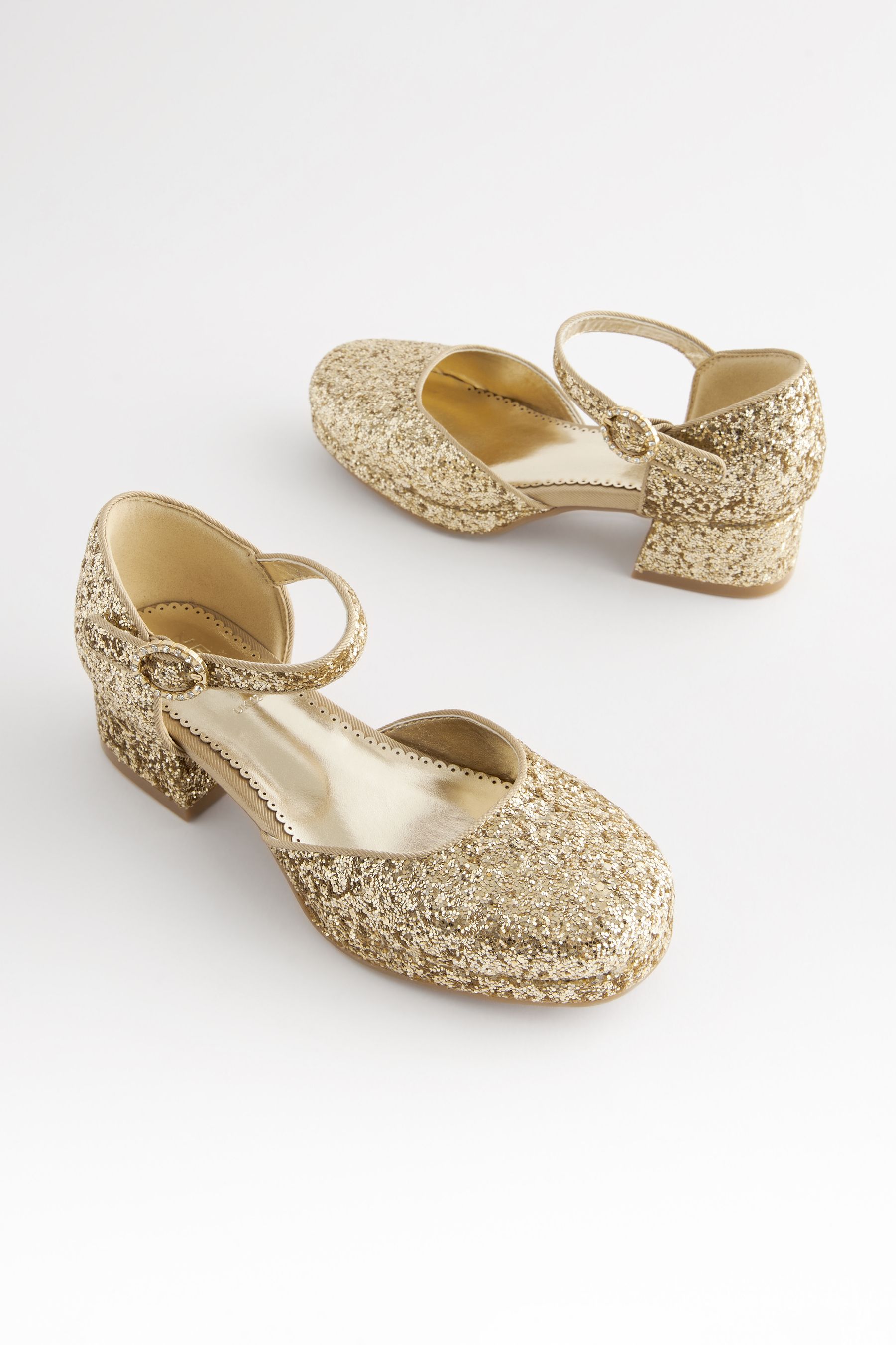 Buy Gold Glitter Platform Heel Occasion Shoes from Next Luxembourg