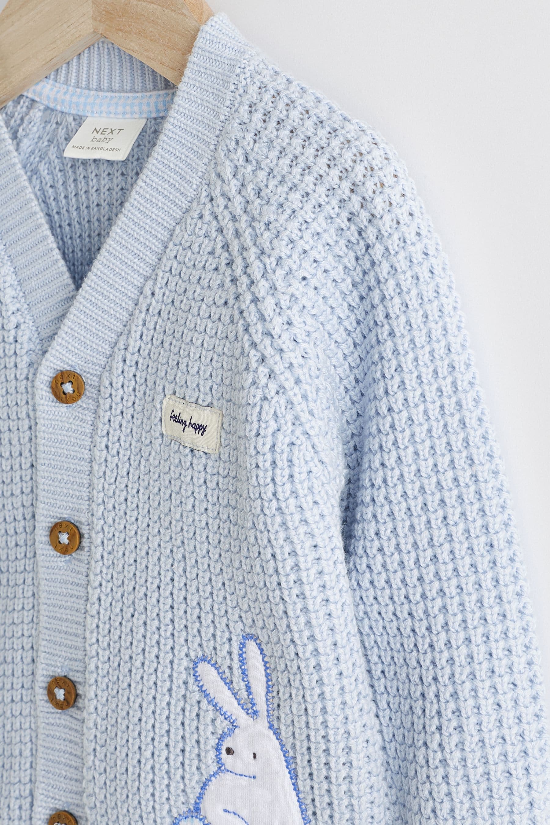 Buy Pale Blue Bunny Baby Knitted Cardigan 0mths 2yrs from Next Luxembourg