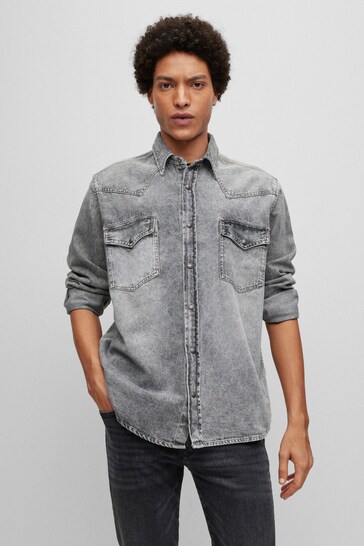gray western shirt