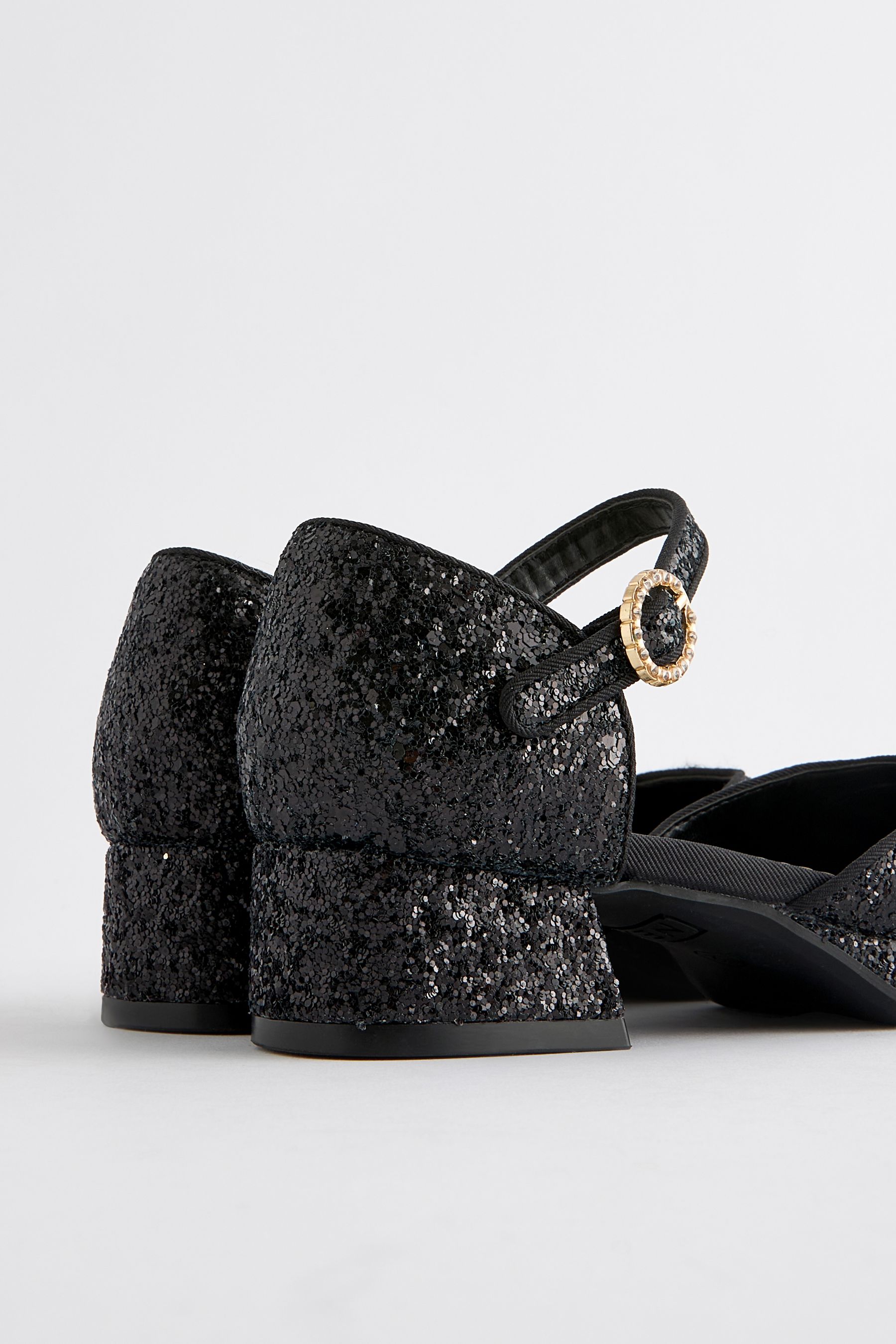 Black glitter platform heels outlet