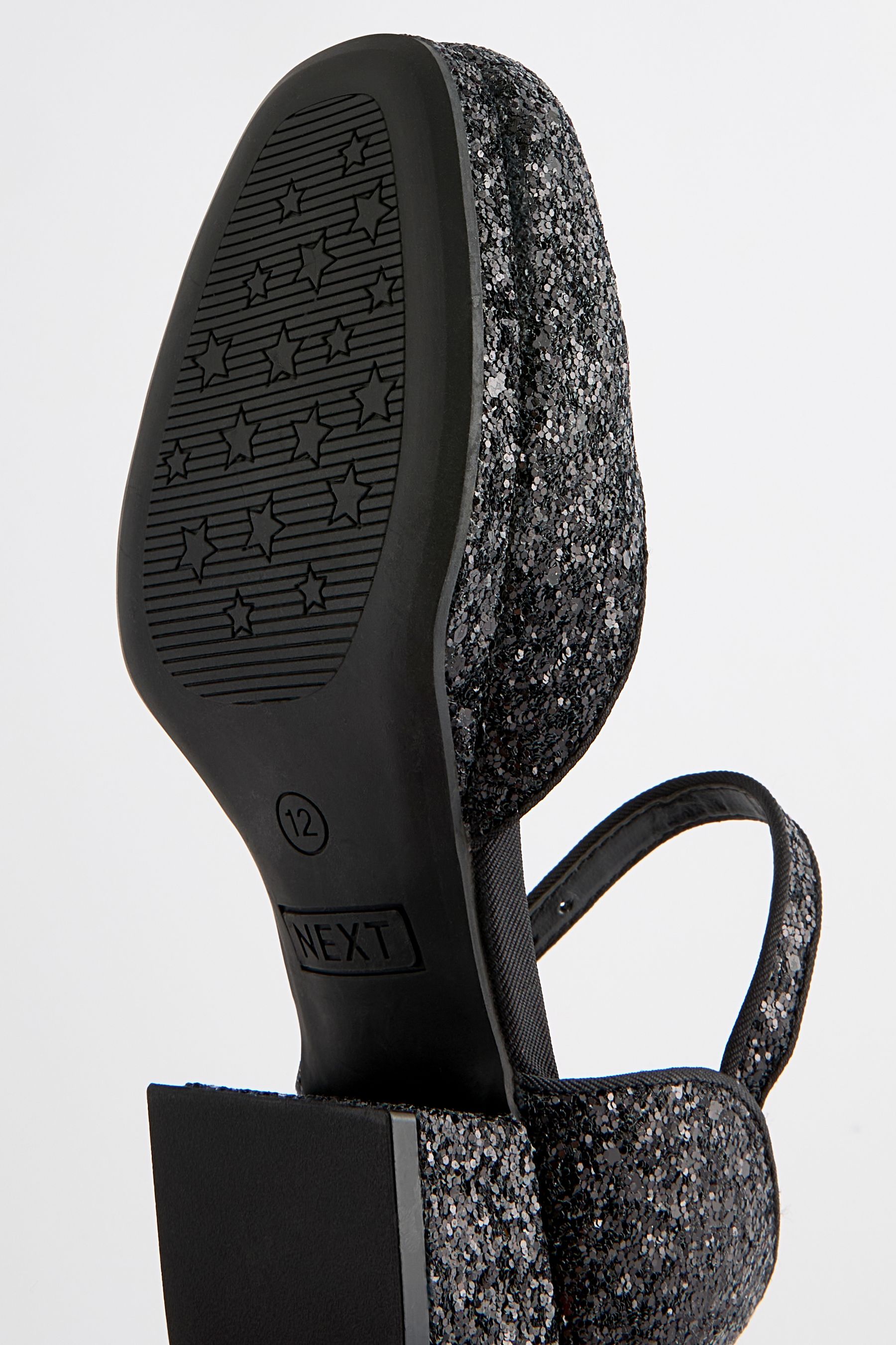 Black Glitter Platform Heel Occasion Shoes