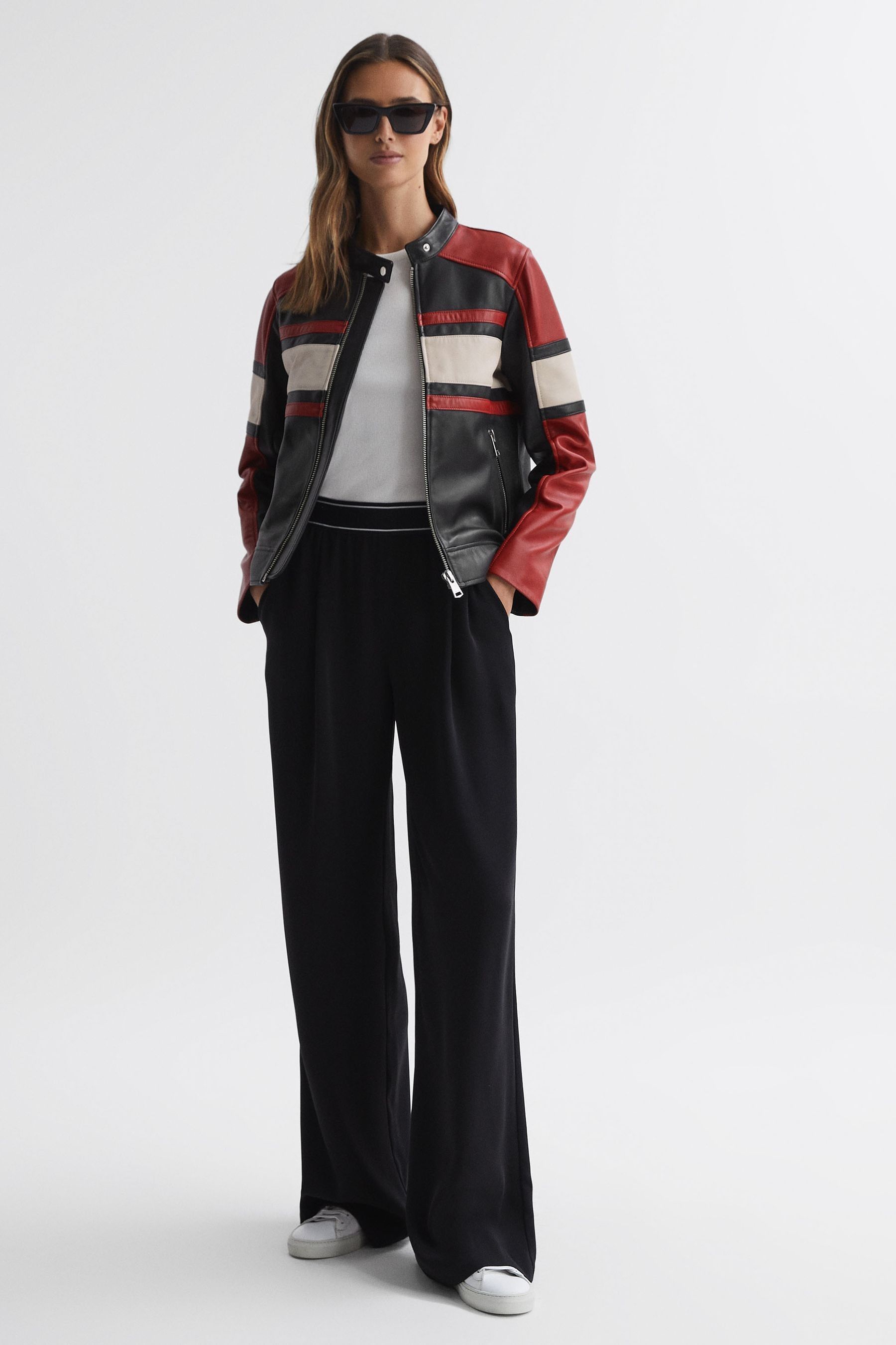 Reiss red leather jacket cheap