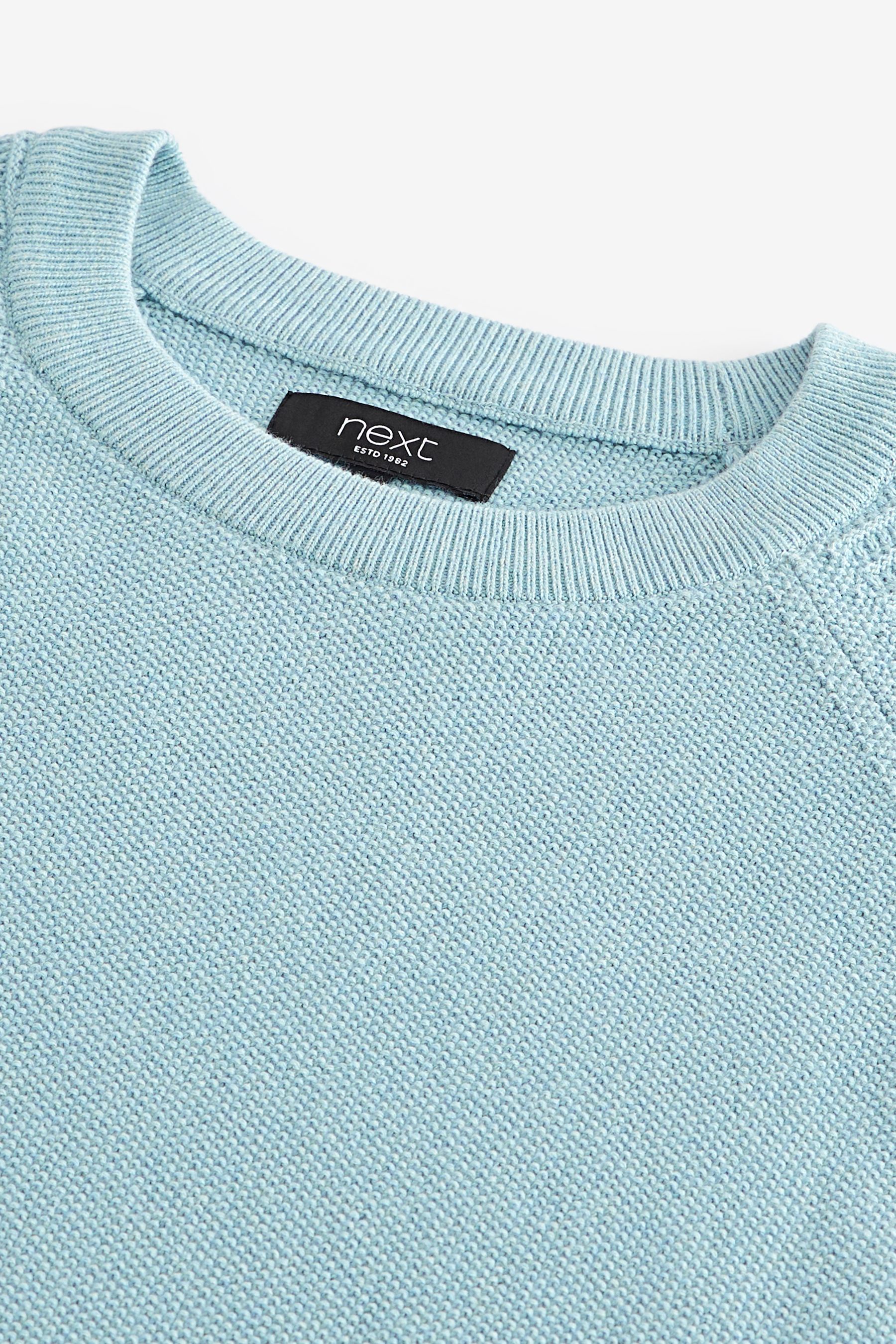 Buy Light Blue Regular Textured Arm Knitted Jumper from the Next