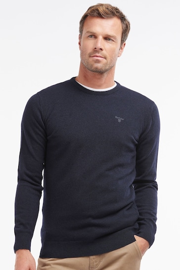 Barbour® Navy Lambswool Crew Neck Jumper