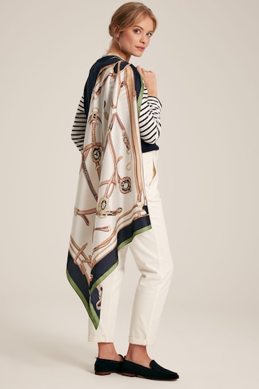 Joules Bloomfield Cream Square Silk Scarf