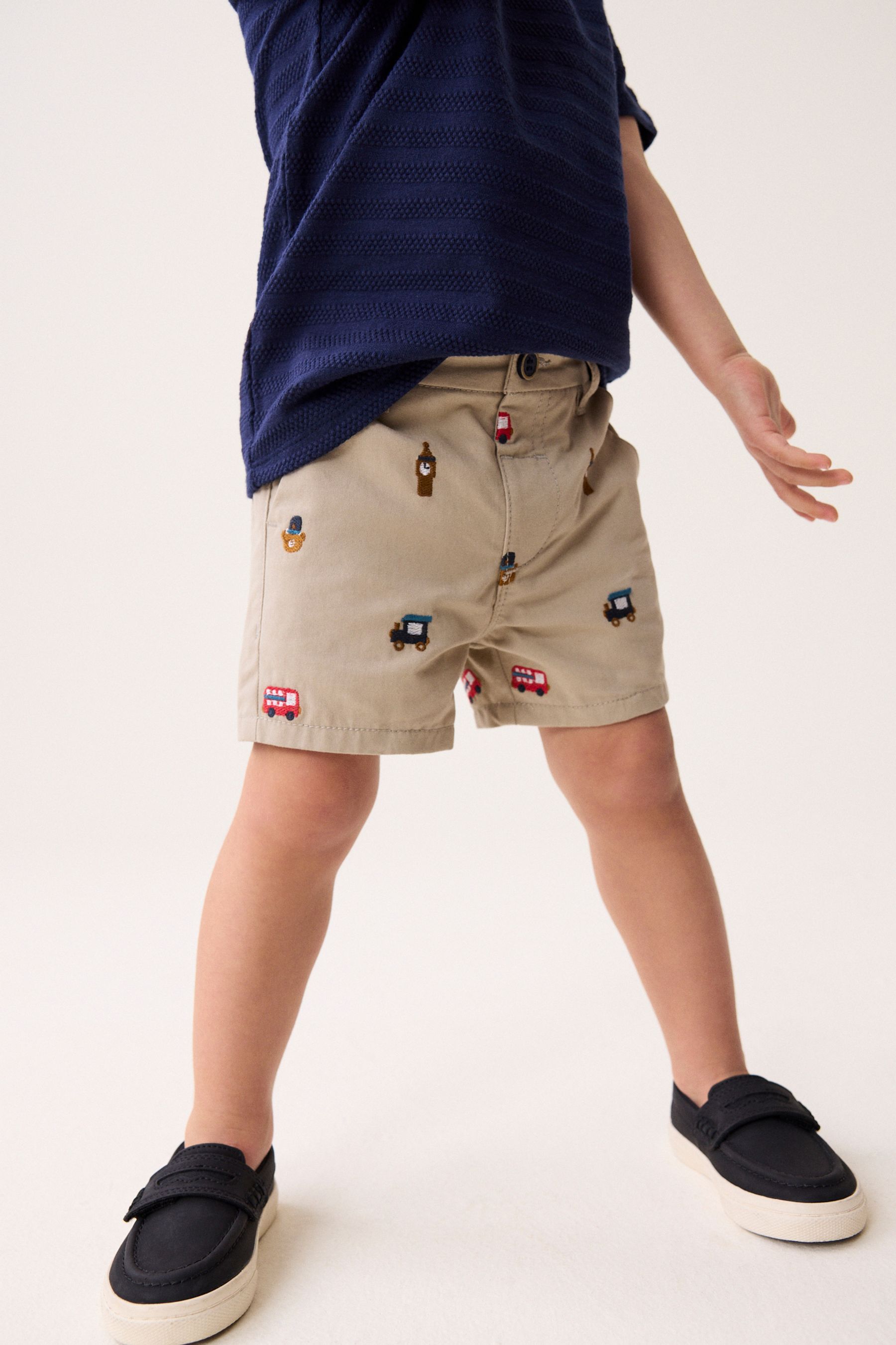 Buy Stone Embroidered Chino Shorts 3mths 7yrs from Next Luxembourg