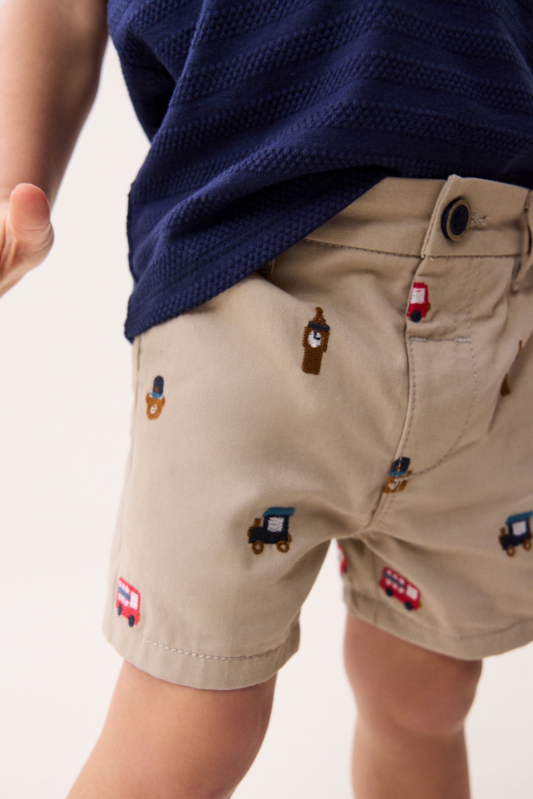 Buy Stone Embroidered Chino Shorts 3mths 7yrs from Next Luxembourg