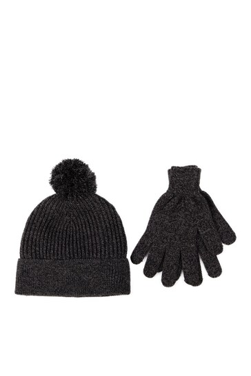 Totes Grey Mens Hat & Glove Set