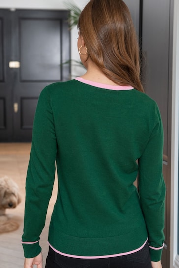 Pour Moi Green Rosie Colour Block Knit Jumper with LENZING™ ECOVERO™ Viscose