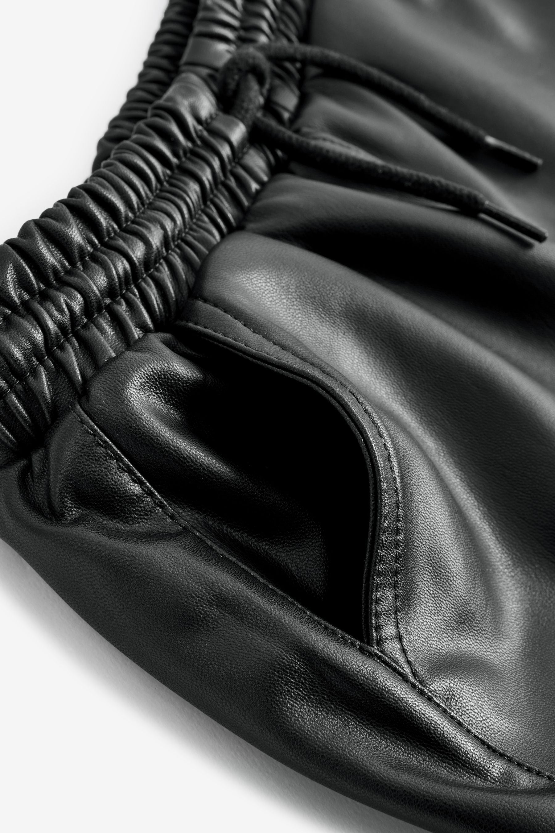 Buy Black PU Cuffed Joggers 3 16yrs from Next Luxembourg
