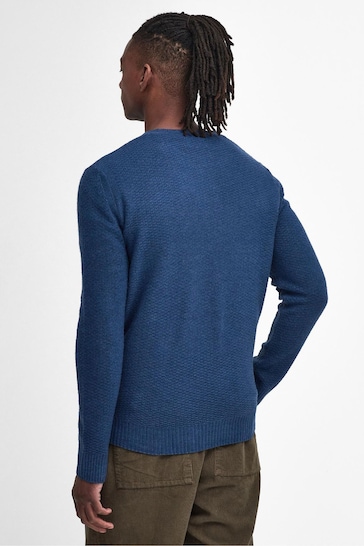 Barbour® Blue Aston Textured Crew Neck Jumper