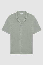 Reiss Sage Lunar Textured Cuban Collar Button-Through Shirt - Image 2 of 5