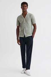 Reiss Sage Lunar Textured Cuban Collar Button-Through Shirt - Image 3 of 5