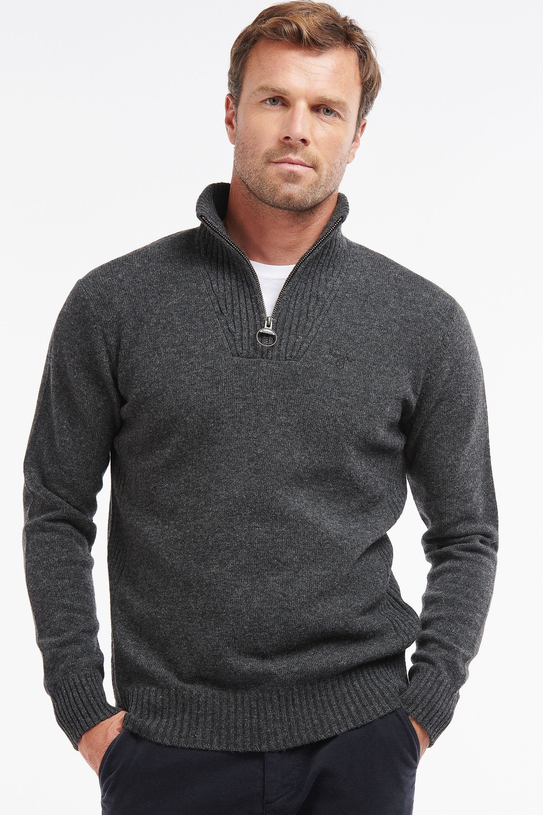 Buy Barbour Charcoal Grey Lambswool Half Zip Jumper from Next Ireland