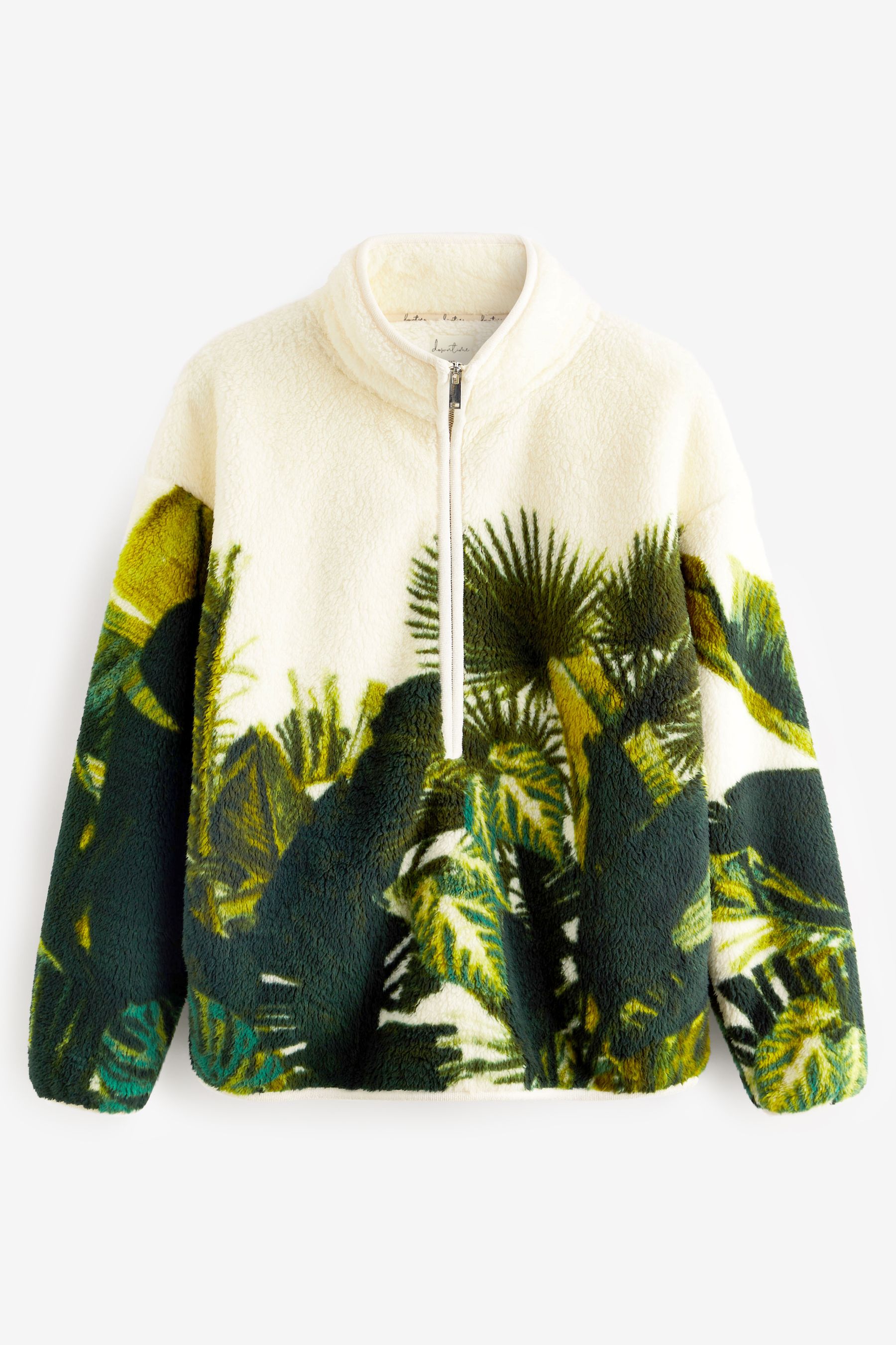 Reebok classics printed half zip fleece jacket in green new arrivals