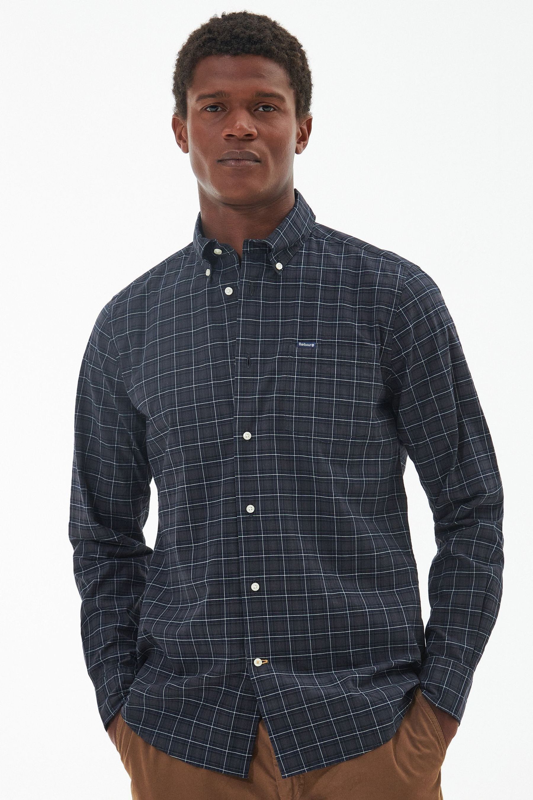 Barbour black tartan clearance