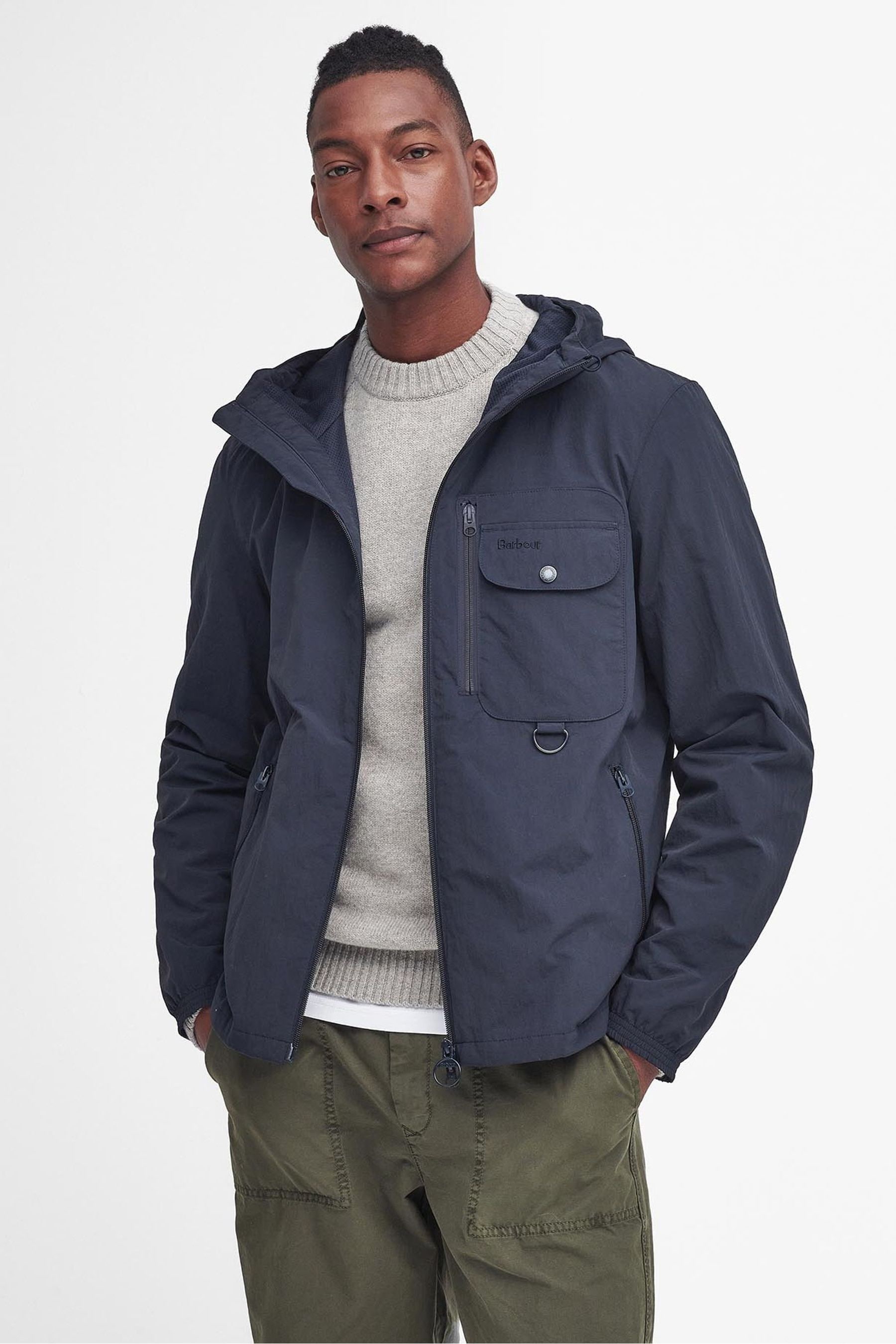 Barbour hood navy top