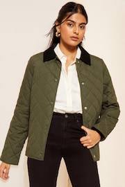 Friends Like These Khaki Green Quilted Collar Jacket - Image 1 of 4