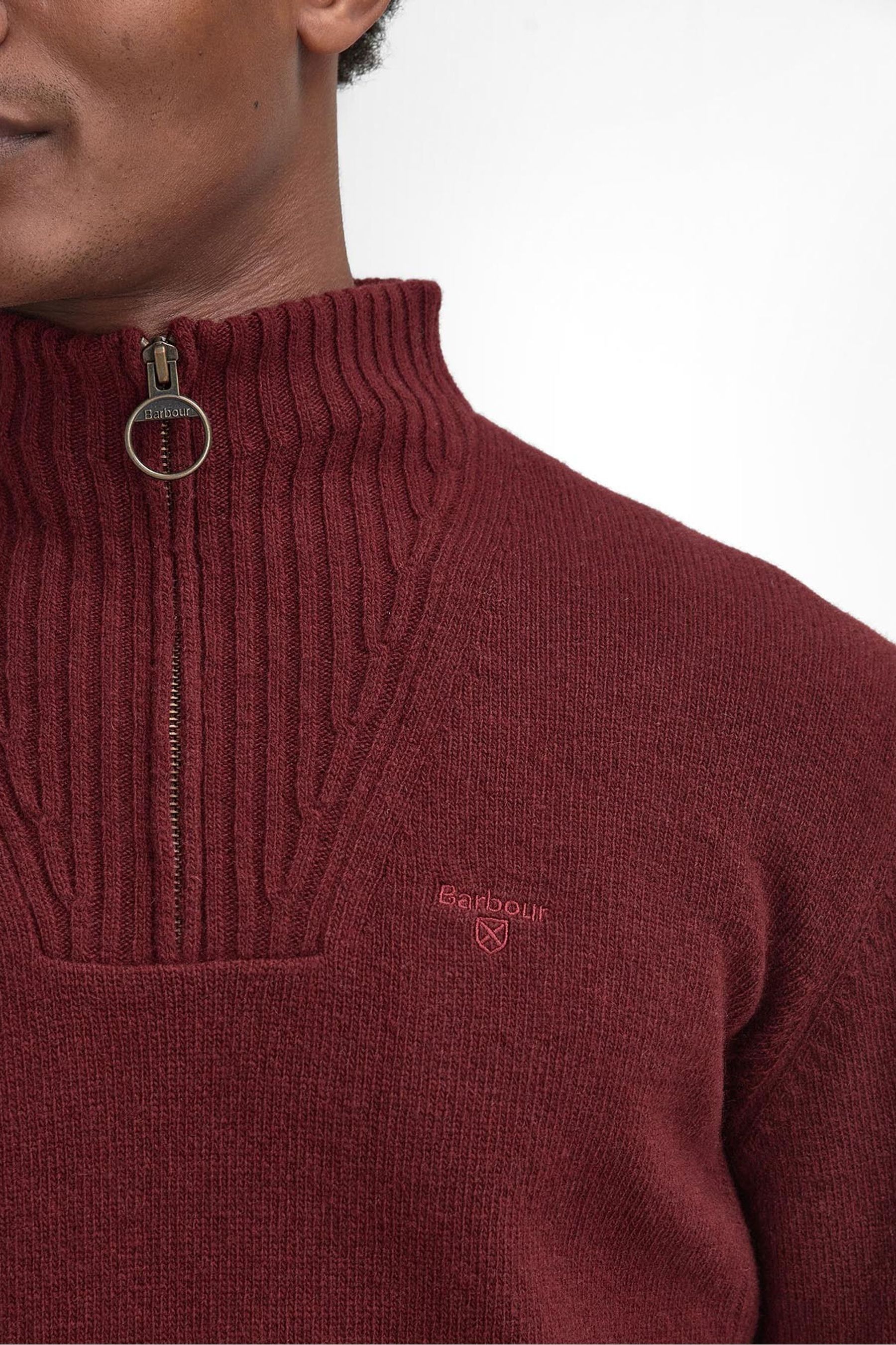 Buy Barbour Burgundy Red Lambswool Quarter Zip Jumper from the Next UK online shop