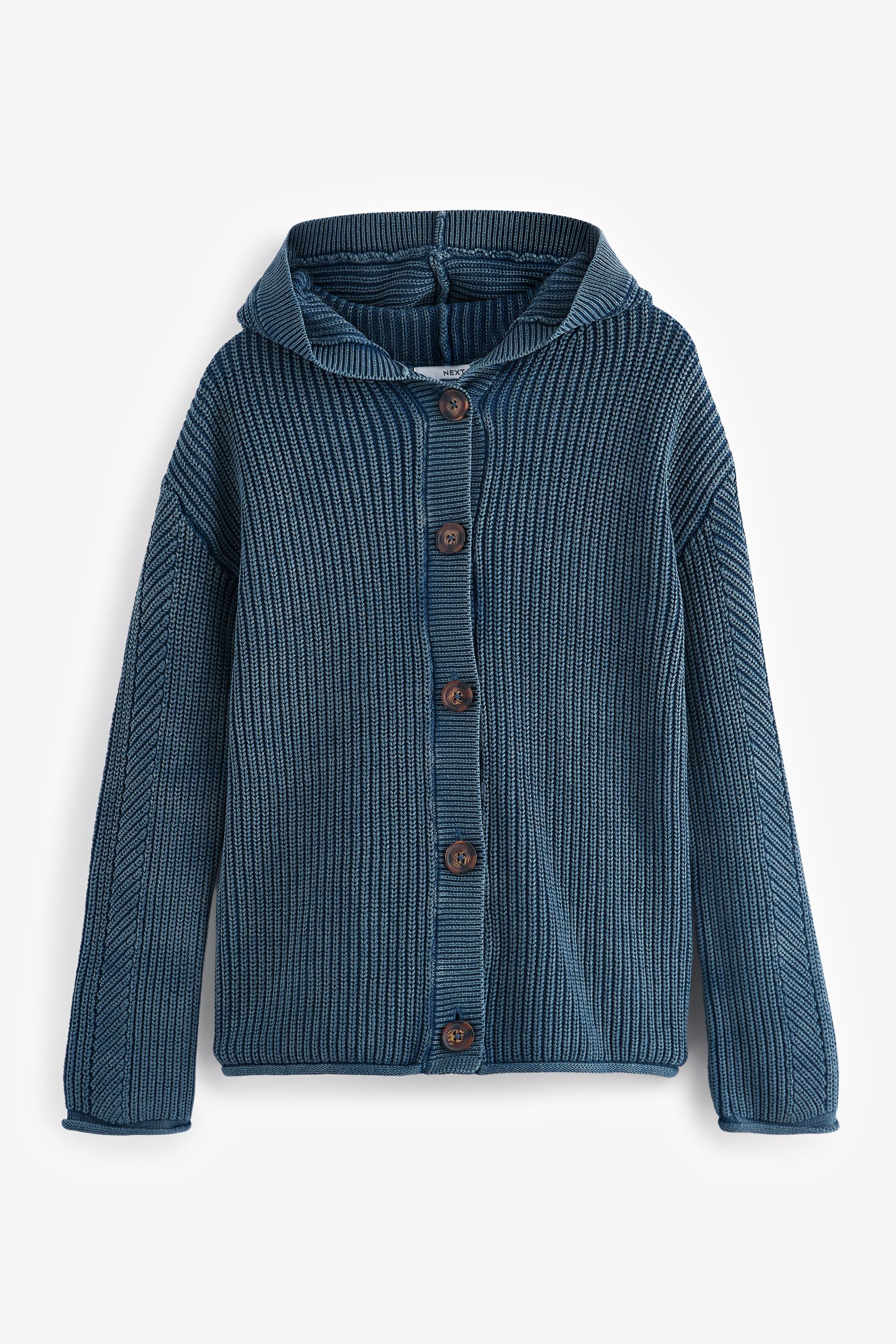 Buy Blue 100 Cotton Button Through Hooded Cardigan from the Next UK online shop