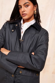 Friends Like These Navy Blue Coated Jacket with Co-orduroy Collar - Image 2 of 4