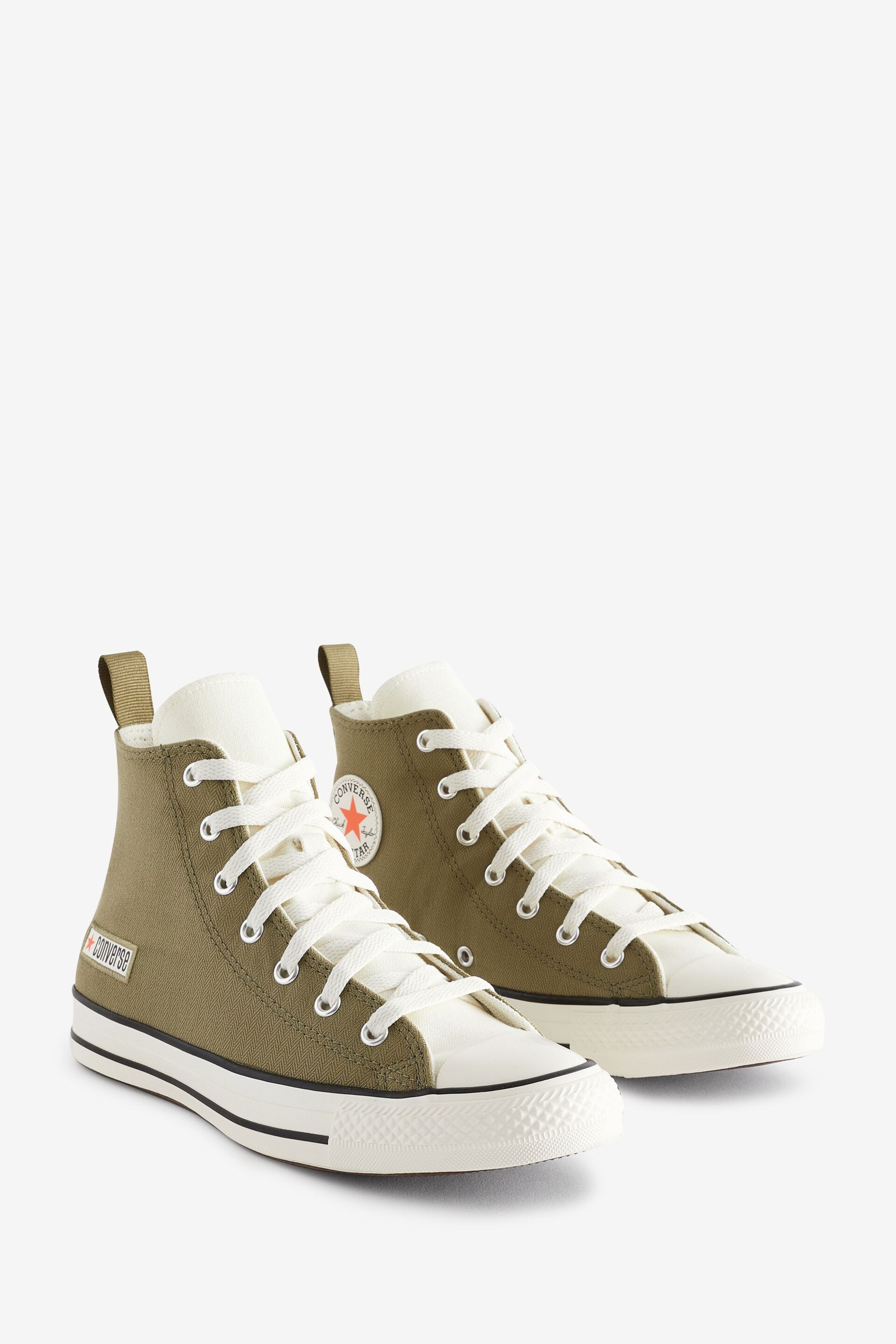 Converse Olive Green Chuck Taylor All Star High Top Youth Trainers - Image 3 of 9