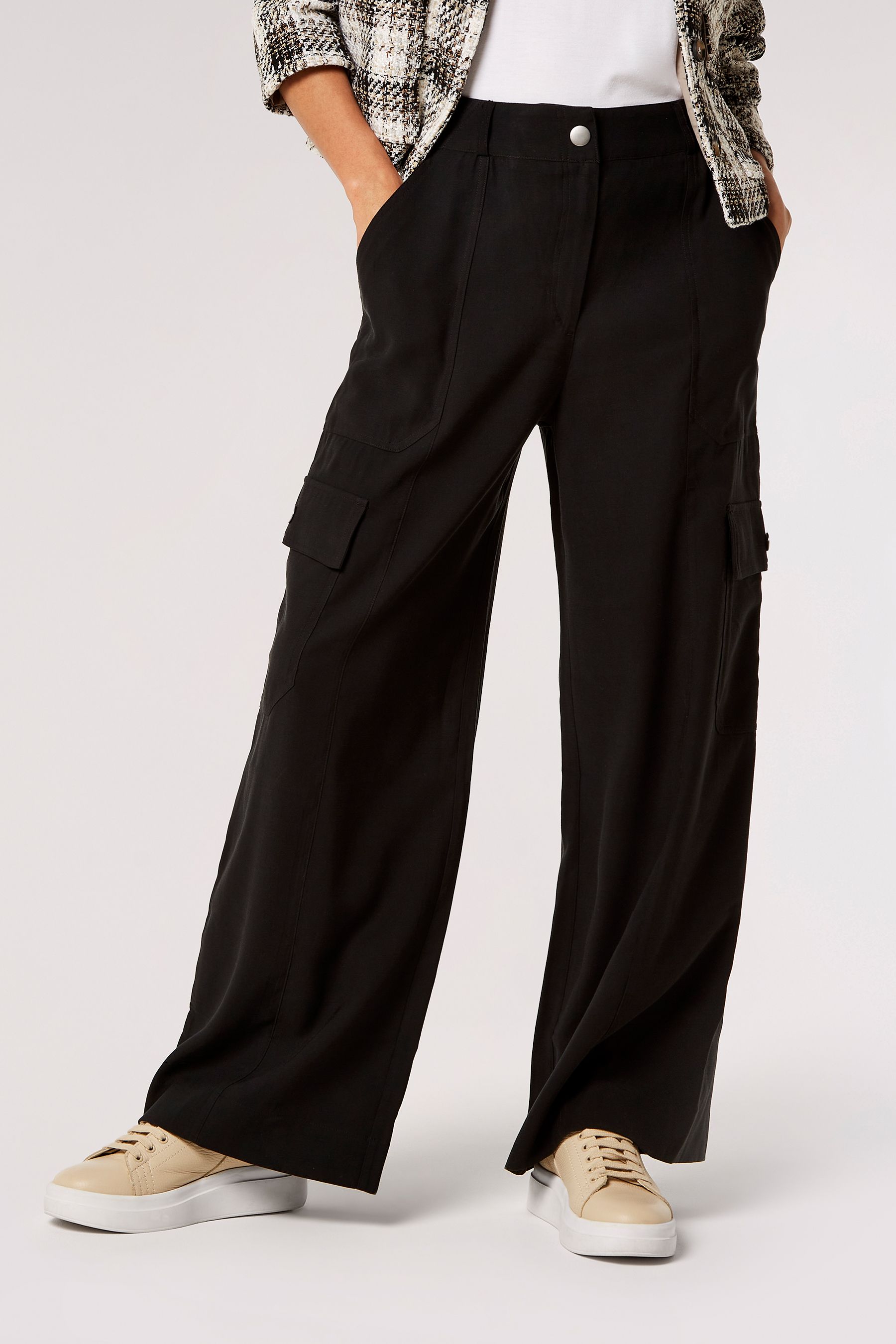 Apricot Black Soft Tailored Cargo Trousers