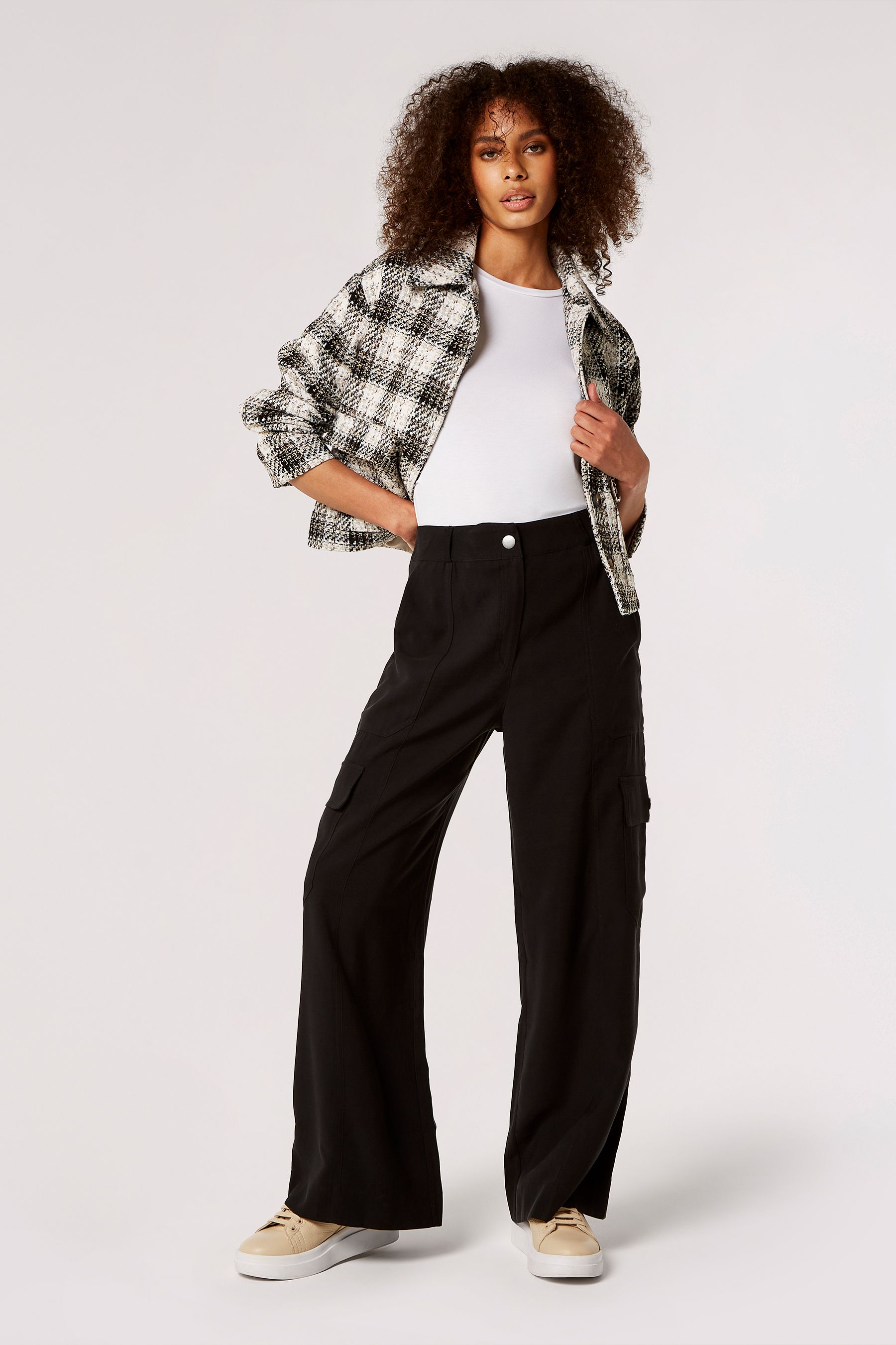 Buy Apricot Black Soft Tailored Cargo Trousers from the Next UK